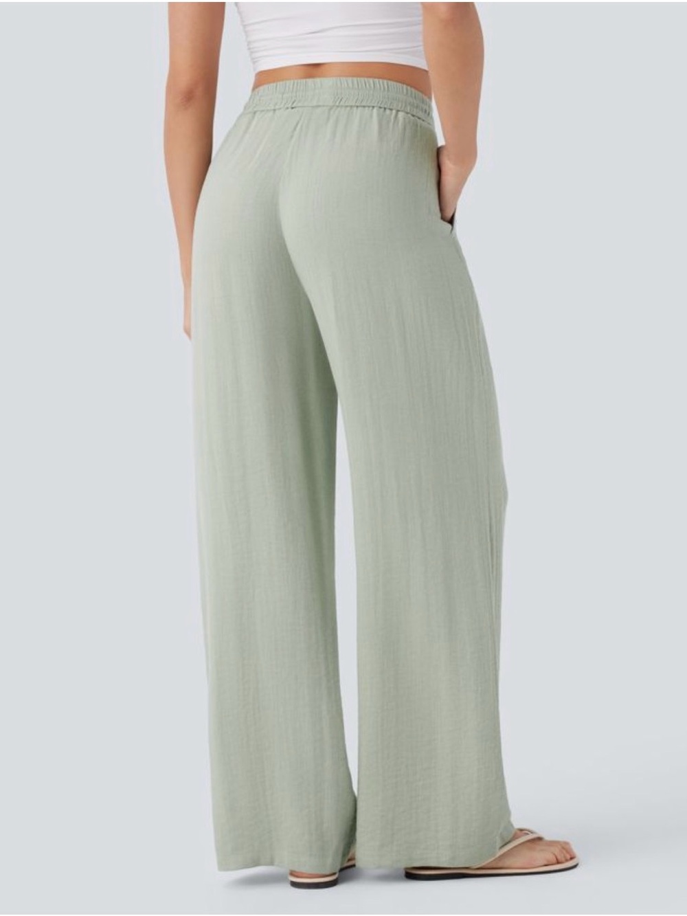 Halara Relaxed Wide-Leg Drawstring Pants in Pale Aqua - Picture 2 of 7